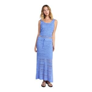 No Boundaries Cotton Pointelle Tank Top and Maxi Skirt Set, 2-Piece, med, cool p